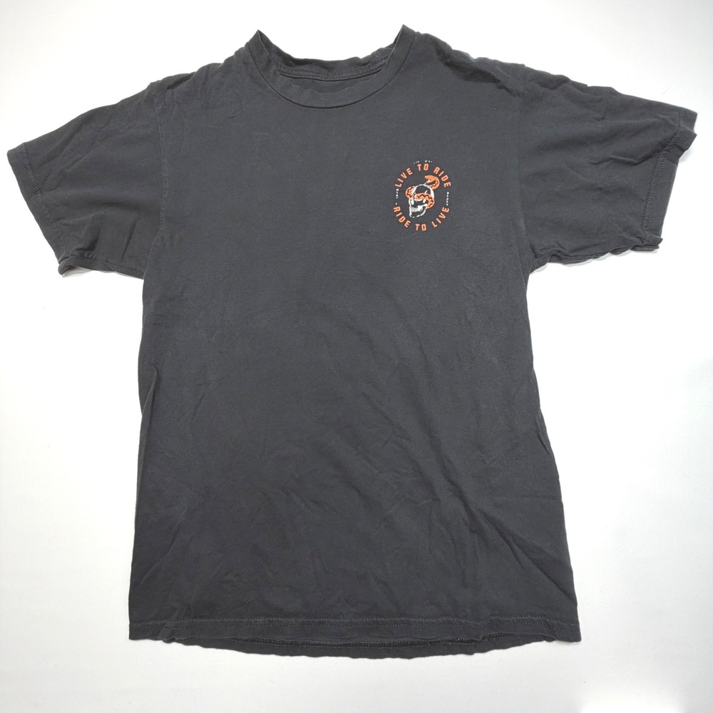 2023 Myrtle Beach Bike Week Skull Snake Tee Black Distressed Fade Small‎